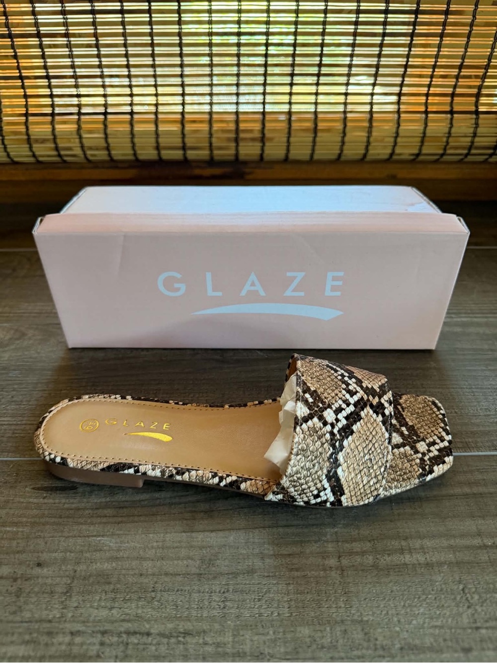 Glaze Women’s Snake-Print Slide Sandal in Brown/Tan/Cream - New - Multiple Sizes